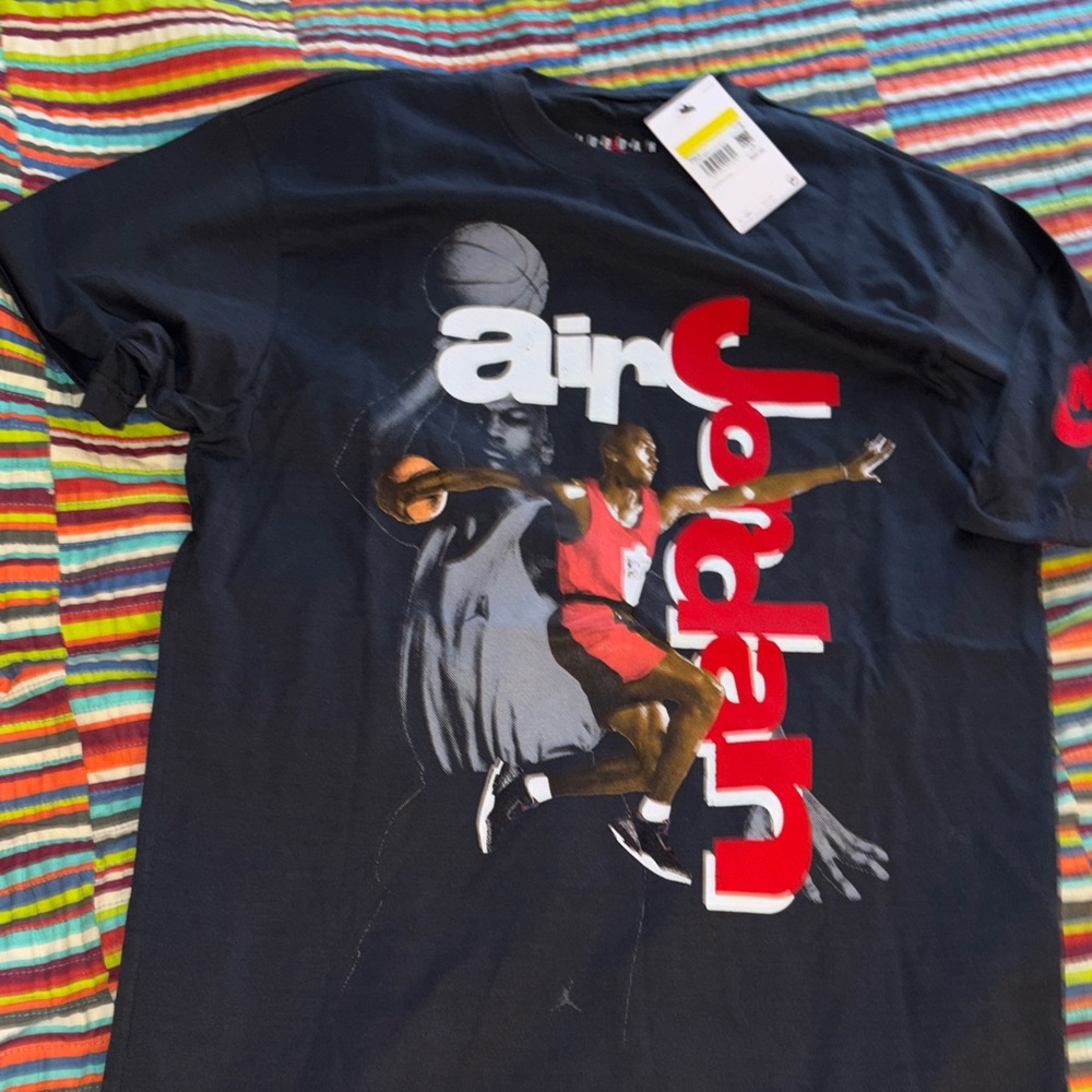 Sale Jordan Black T-Shirt with Red and White Graphic size small new tags